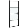 vidaXL Dušo durys, juodos, 81x195cm, grūdintas stiklas, pusiau matinės