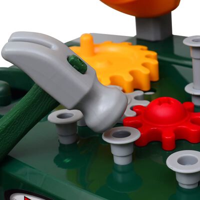 Vaikiškas Žaislinis Darbastalis su Įrankiais, Žalias + Pilkas