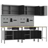 vidaXL Darbo spintos rinkinys su stalčių 10 pcs Juoda ir pilka