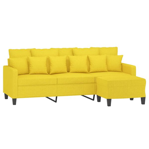 vidaXL Trivietė sofa su pakoja, &scaron;viesiai geltona, 180cm, audinys