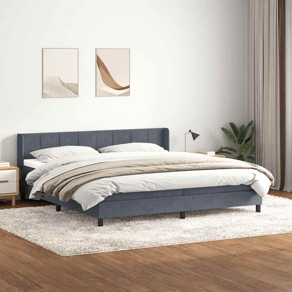 vidaXL Box Spring Lova su čiužiniu Tamsiai pilka 200x210 cm Velvet