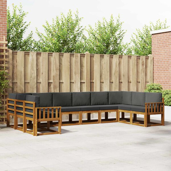 vidaXL Lauko sofos komplektas 10 pcs Natūralus ir antracitas