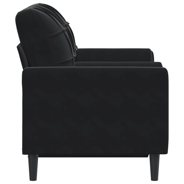 vidaXL Dvivietė sofa su pagalvėlėmis, juodos spalvos, 120cm, aksomas