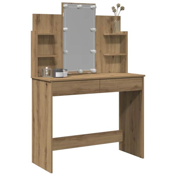 vidaXL Kosmetinis staliukas su LED lemputėmis, artisano, 96x40x142cm