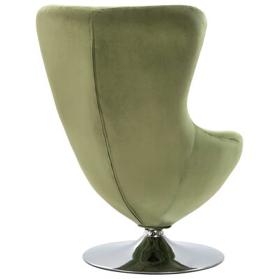 vidaXL Kėdė su pagalv., šviesiai žalia, aksomas, kiauš. formos, pasuk.