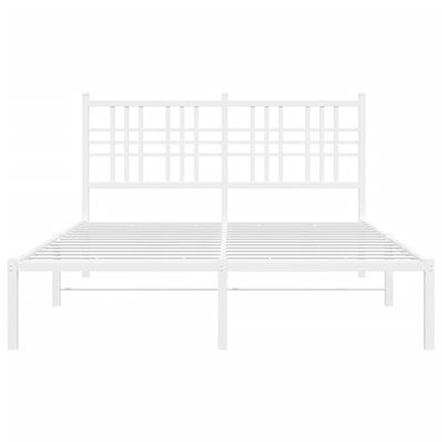 vidaXL Metalinis lovos rėmas su galvūgaliu, baltos spalvos, 135x190cm