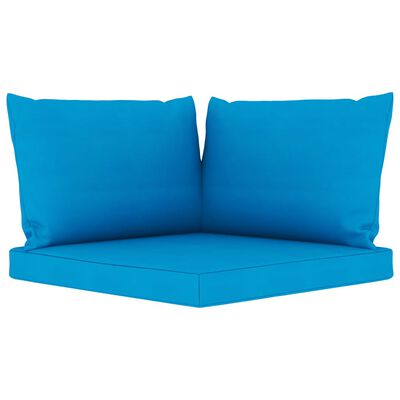 vidaXL Sodo komplektas su mėlynomis pagalvėlėmis, 6 dalių, pušis