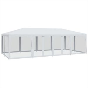 vidaXL Proginė palapinė su 12 tinklinėmis sienomis, balta, 8x4m, HDPE