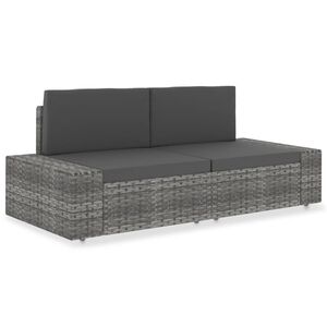 vidaXL Modulinė dvivietė sofa, pilkos spalvos, poliratanas