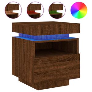 vidaXL Naktinė spintelė su LED lemputėmis, ruda ąžuolo, 40x39x48,5cm