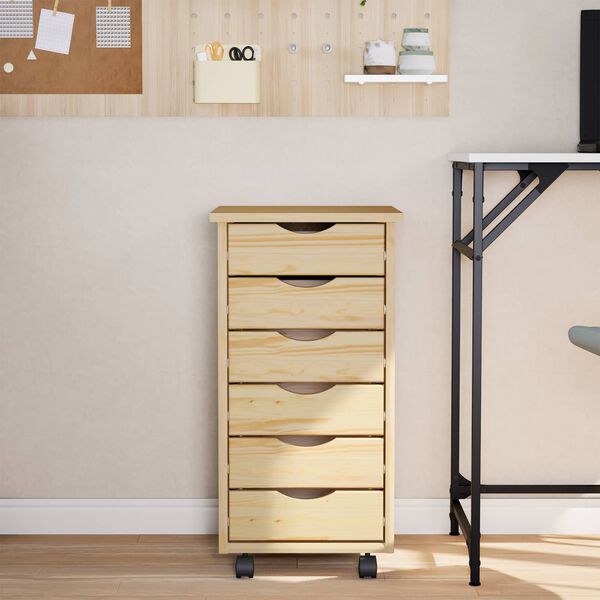 vidaXL Ratinis kabinetas su stalčiais su ratu MOSS &Scaron;viesus lakas