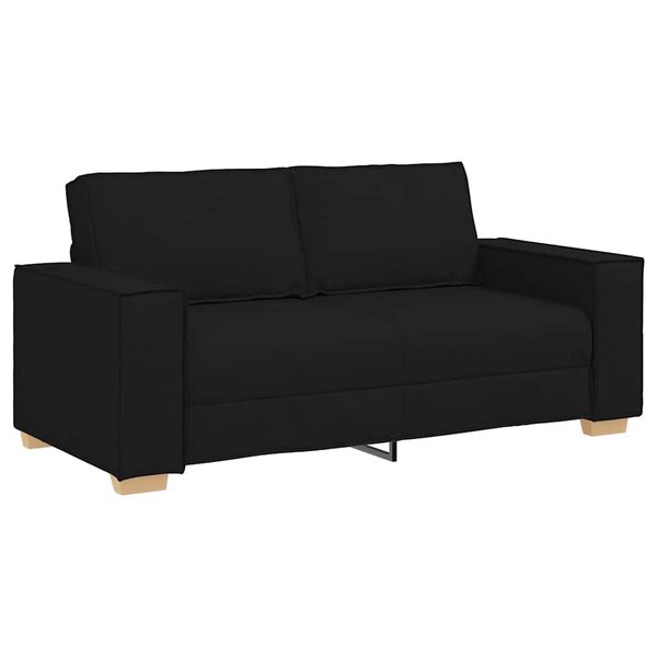 vidaXL Dvivietė sofa, juoda, 140 cm, audinys