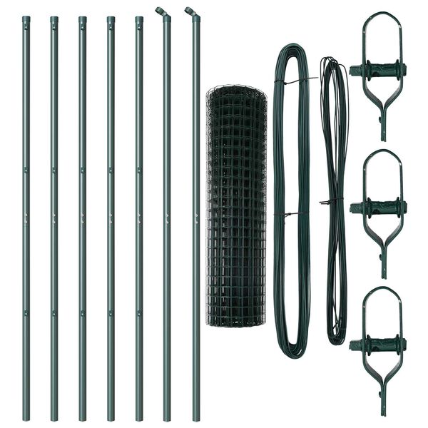 vidaXL Tvora su stulpais Žalia 1,4 x 10 m Plienas ir PVC