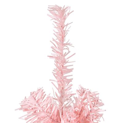 vidaXL Siaura dirbtinė pusinė Kalėdų eglutė su stovu, rožinė, 240cm