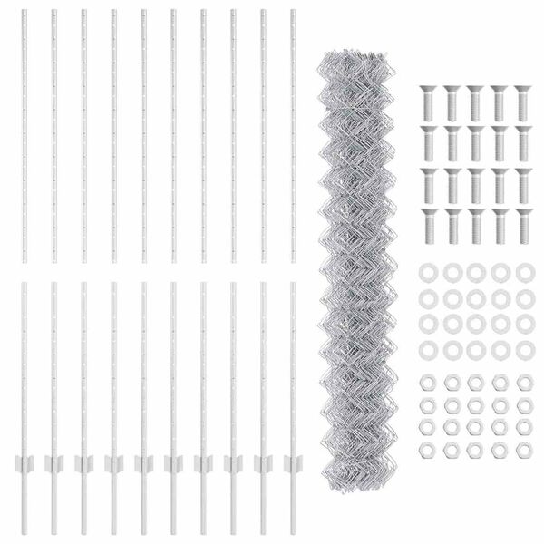 vidaXL Tvora su stulpais Sidabro 1,6 x 10 m Plienas