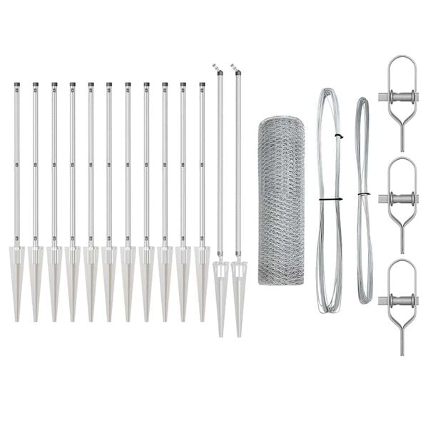 vidaXL Tvorelės stulpas Sidabro 25 x 0,4 m (13 mm tinklelis) Plienas