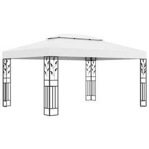 vidaXL Pavėsinė su dvigubu stogu, baltos spalvos, 3x4m