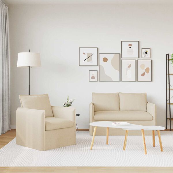 vidaXL Sofa 120cm 2 pcs Kreminė Metalas