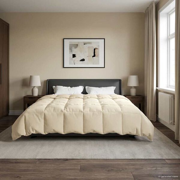 vidaXL Žiemos antklodė Tik&scaron;tas Kreminė 240 x 260 cm Mikropluo&scaron;tas