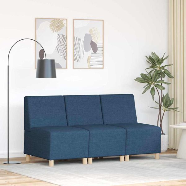 vidaXL Modulinis sofa vienetas be rankų 3 pcs Mėlyna 55 x 74 x 82 cm