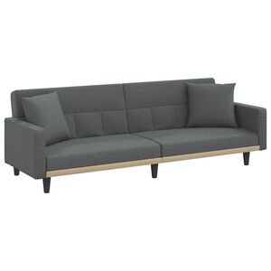 vidaXL Sofa-lova su pagalvėlėmis, tamsiai pilkos spalvos, audinys