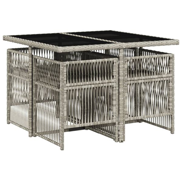 vidaXL Sodo komplektas su pagalvėlėmis, 5 dalių, pilkas, poliratanas