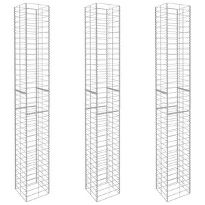 vidaXL Gabionų krep&scaron;iai, 3 vnt., 25x25x197cm, galvanizuotas plienas