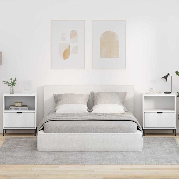 vidaXL &Scaron;alia lovos spintelė su stalčių 2 pcs Balta 49 x 36 x 61 cm