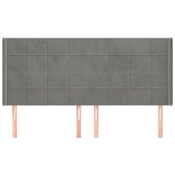 vidaXL Galvūgalis su auselėmis, pilkas, 203x16x118/128 cm, aksomas