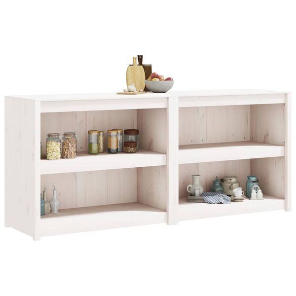 vidaXL Lauko virtuvės spintelės, MEPPEL, 2vnt., baltos, pu&scaron;ies masyvas