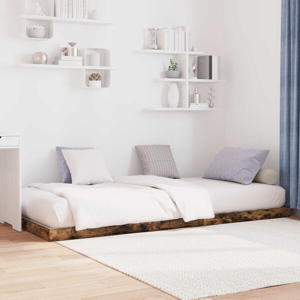 vidaXL Grindų lovos rėmas Rūkyta ąžuolas 75 x 190 cm Apdirbta mediena