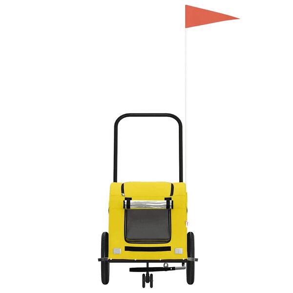 vidaXL Dviračio priekaba augintiniams, geltona, audinys/geležis