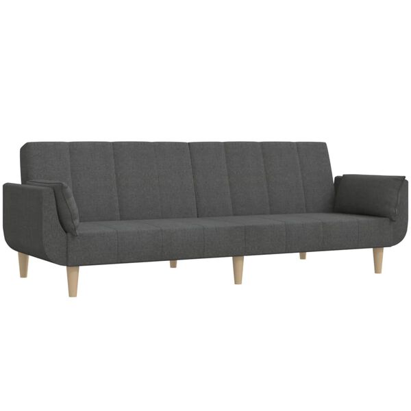 vidaXL Dvivietė sofa-lova su pakoja ir pagalvėmis, pilka, audinys