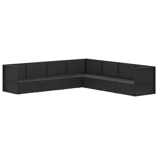 vidaXL Sodo komplektas su pagalvėlėmis, 7 dalių, juodas, poliratanas