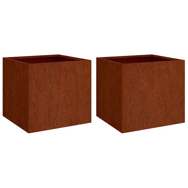 vidaXL Loveliai, 2vnt., 32x30x29cm, Corten plienas