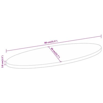 vidaXL Stalviršis, 80x40x3,8cm, akacijos masyvas, ovalo formos
