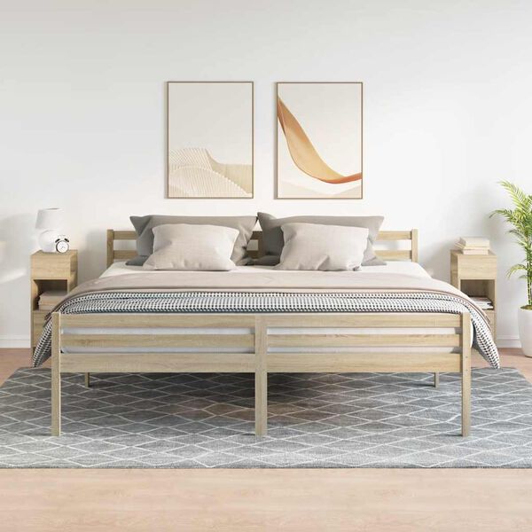 vidaXL Naktinės spintelės su stalčiais, 2vnt., sonoma, 25x31x66cm