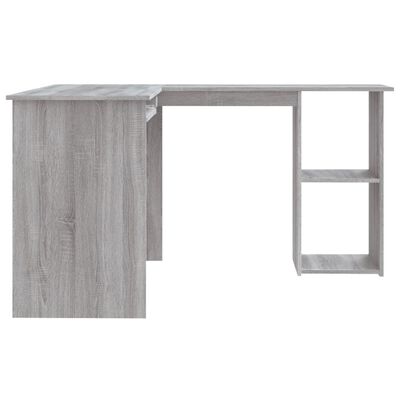 vidaXL Kampinis rašomasis stalas, pilkas ąžuolo, 120x140x75cm, mediena