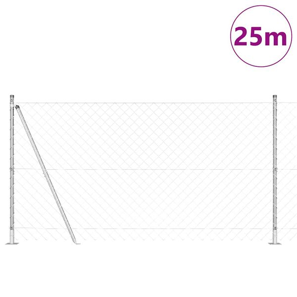 vidaXL Tvorelės stulpas Sidabro 25 x 1,2 m (60 x 60 mm tinklas)