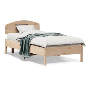 vidaXL Lovos rėmas su be čiužinio, 75x190cm, pu&scaron;ies masyvas
