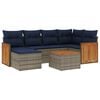 vidaXL 7 dalių sodo sofų komplektas su pagalvėlėmis, pilkas, poliratanas
