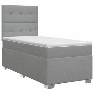 vidaXL Spyruoklinė lova su čiužiniu &Scaron;viesiai pilka 80 x 200 cm Audinys