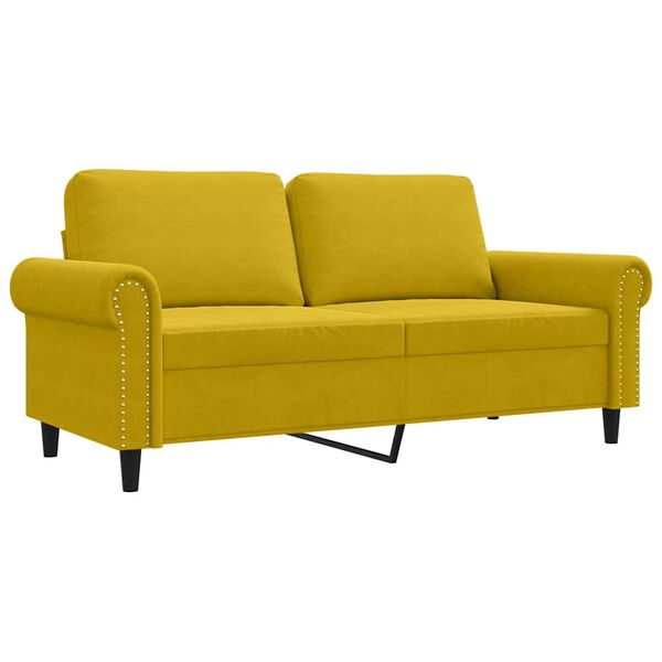 vidaXL Dvivietė sofa, geltonos spalvos, 140cm, aksomas