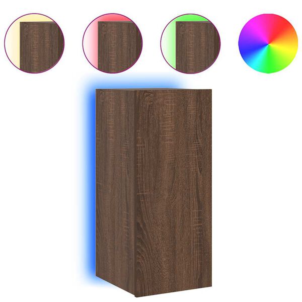 vidaXL Sieninė TV spintelė su LED lemputėmis, ruda, 30,5x35x70cm