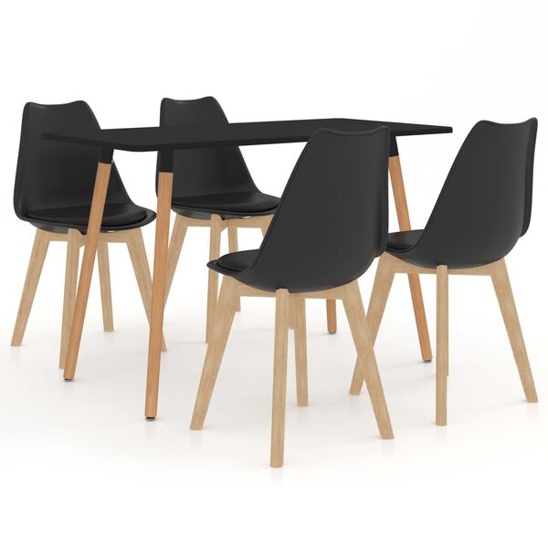 vidaXL Valgomojo baldų komplektas, 5 dalių, juodas (287243+288394)