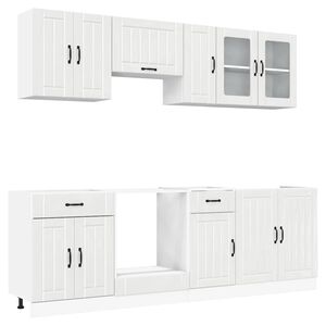 vidaXL Virtuvinių spintelių komplektas, 8 dalių, Lucca, balta