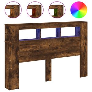 vidaXL LED galvūgalis, dūminio ąžuolo, 160x18,5x103,5cm, mediena