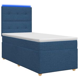 vidaXL Spyruoklinė lova su čiužiniu Mėlyna 100 x 200 cm Audinys