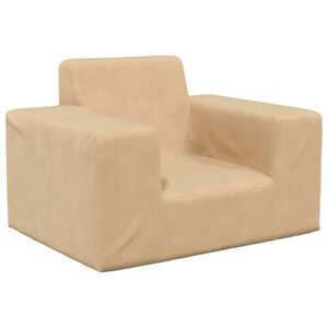 vidaXL Vaiki&scaron;ka sofa, kreminės spalvos, mink&scaron;tas pliu&scaron;as