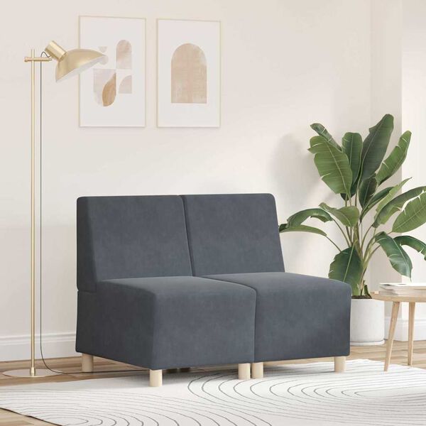 vidaXL Modulinis sofa vienetas be rankų 2 pcs Tamsiai pilka